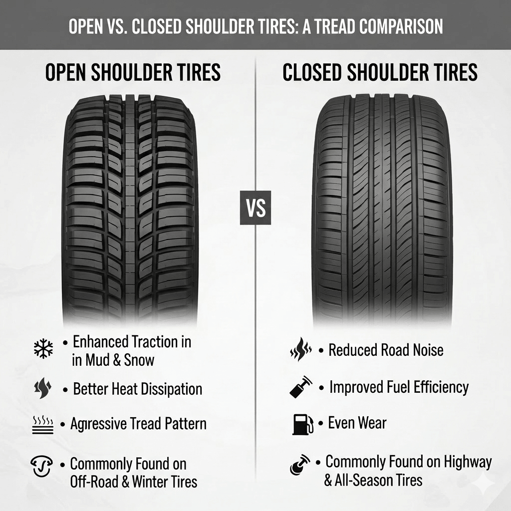 Open VS Closed shoulder tires
