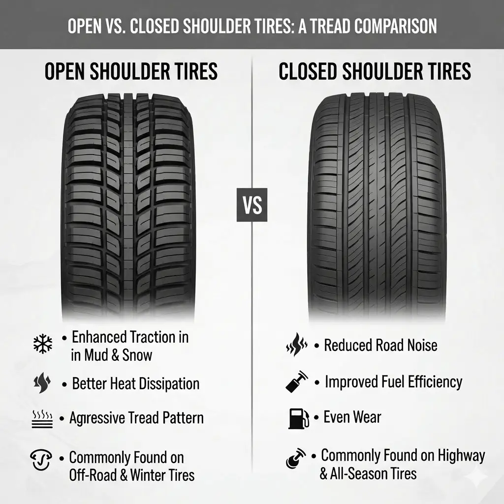 Open VS Closed shoulder tires