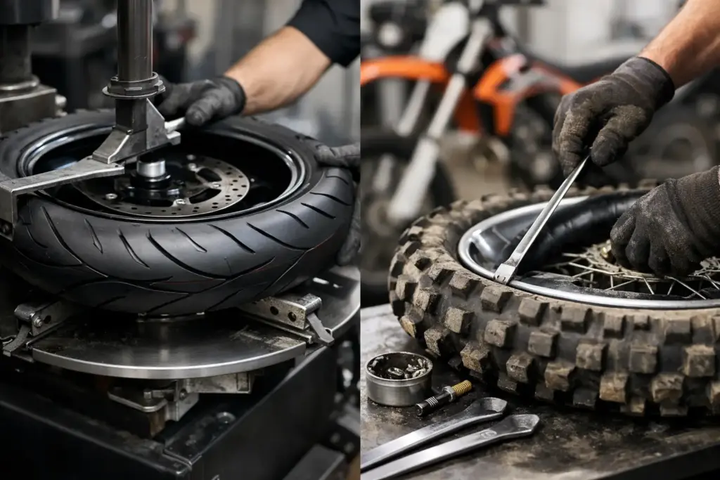 Dirt Bike Tire Repair and Motorcycle Tire Mounting